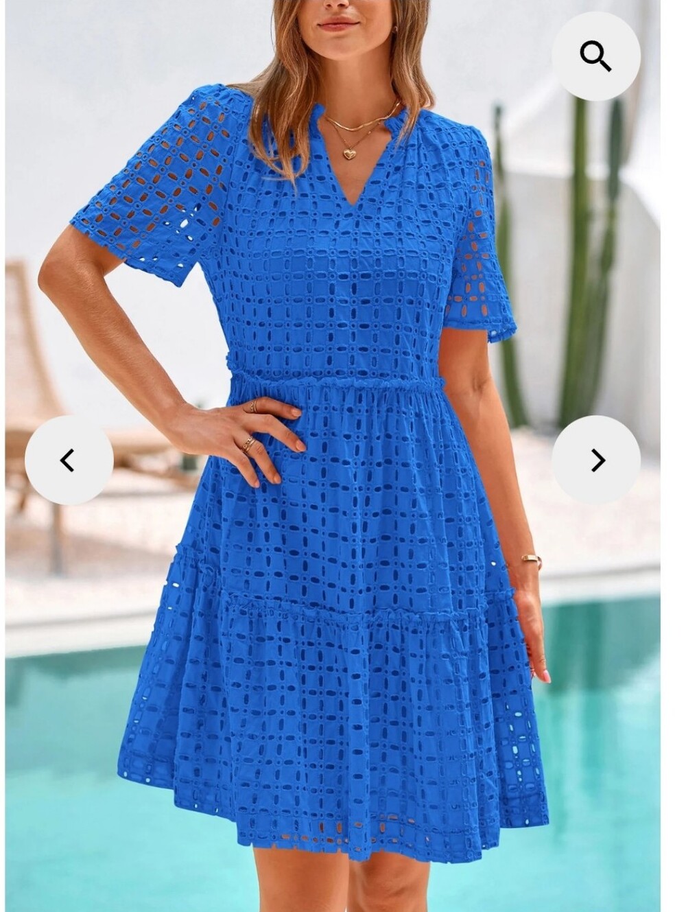 Eyelet Lace Blue Fit & Flow Dress Size XXL
